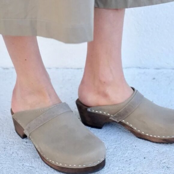 NEW Lotta's From Stockholm Taupe Brown/Gray Swedish Leather Clogs Size 42 - Picture 9 of 9